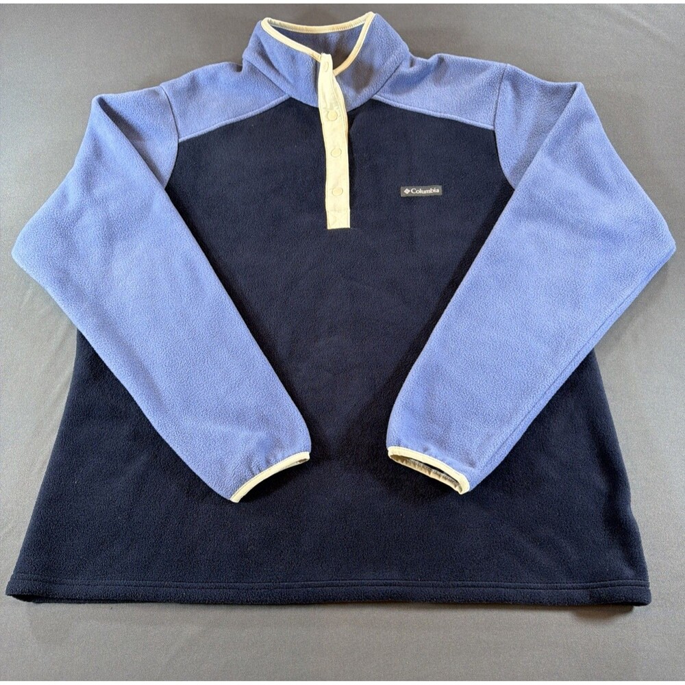 Vintage Columbia Quarter Snap 2XL Women’s Fleece Pullover Blue Colorblock
